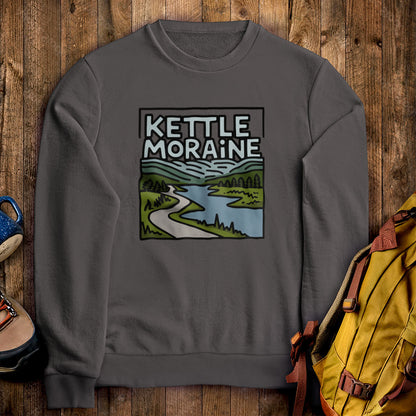 Kettle Moraine State Forest Crewneck Sweatshirt Charcoal Adventure and Outdoors Themed Sweatshirt