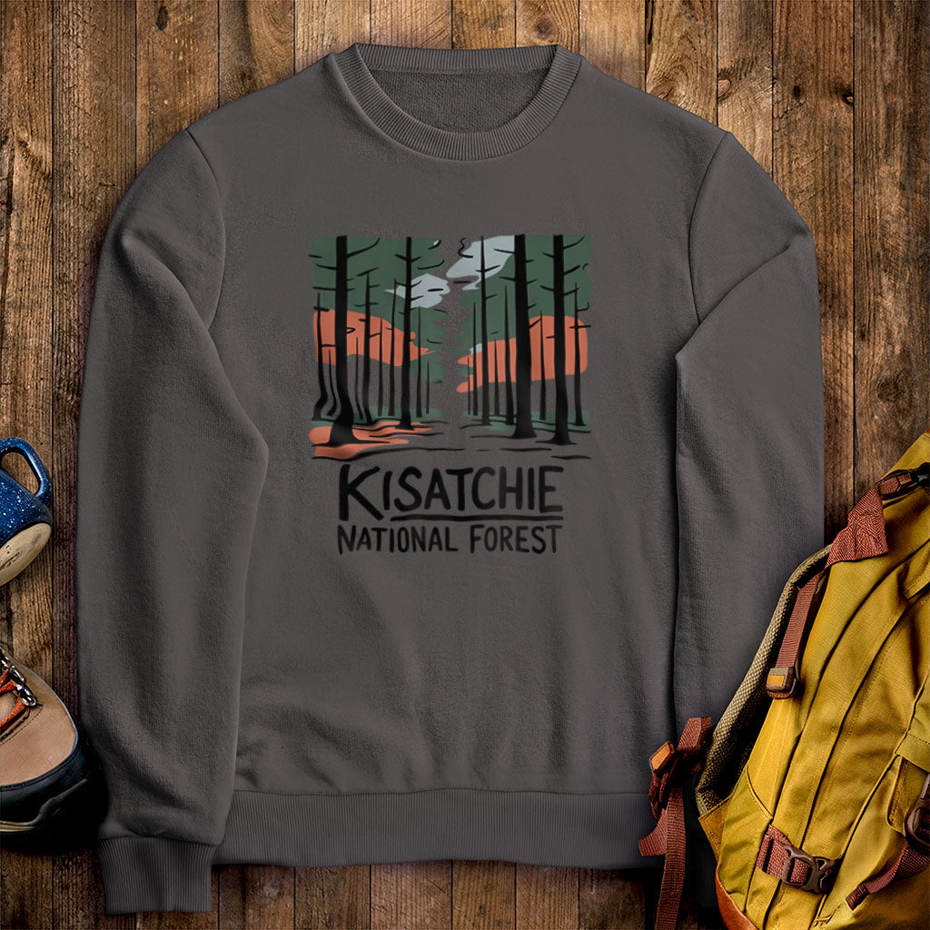 Kisatchie National Forest Crewneck Sweatshirt Charcoal Adventure and Outdoors Themed Sweatshirt