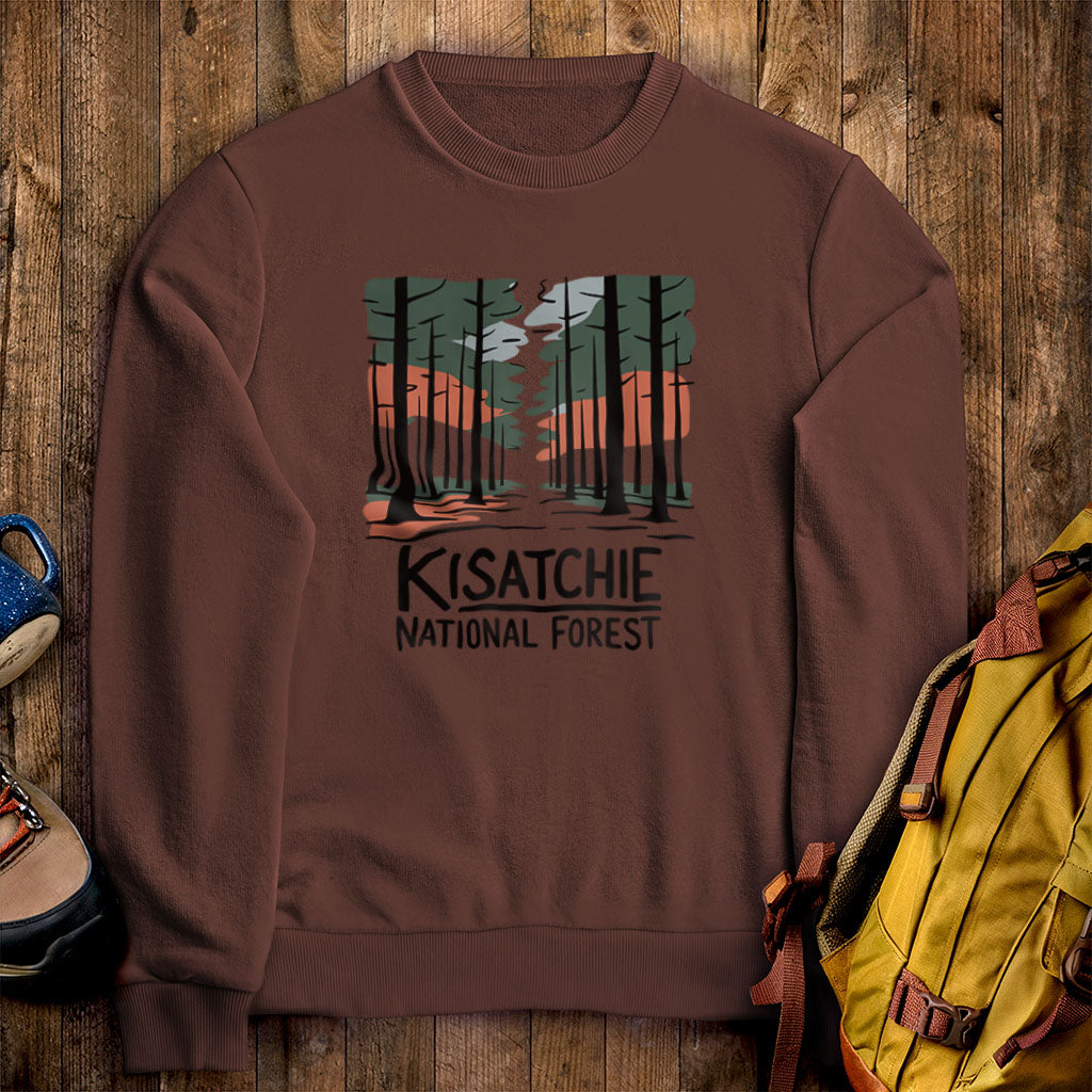 Kisatchie National Forest Crewneck Sweatshirt Cocoa Adventure and Outdoors Themed Sweatshirt