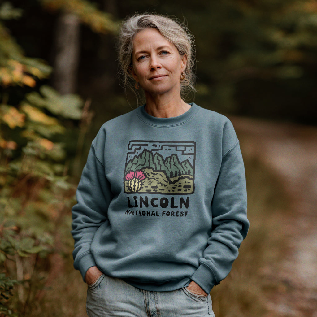Lincoln National Forest Crewneck Sweatshirt Adventure and Outdoors Themed Sweatshirt