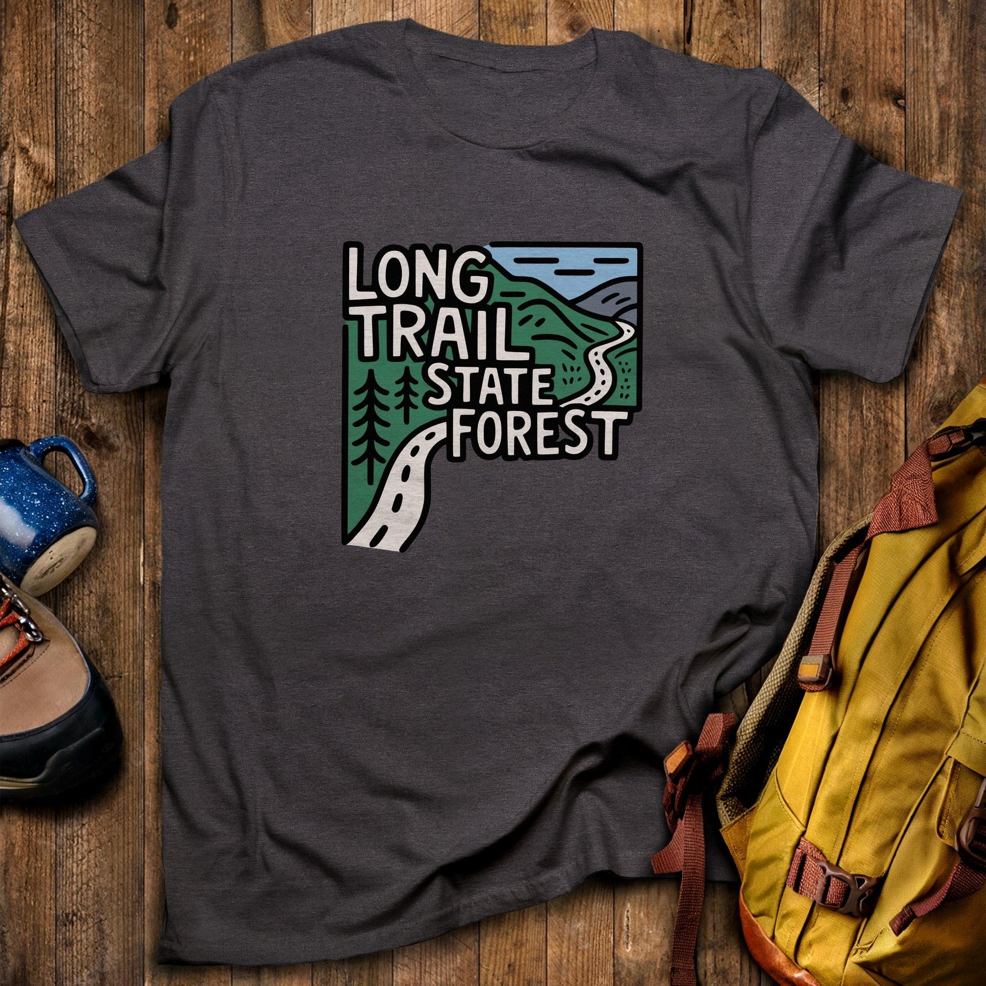 Long Trail State Forest T-Shirt Dark Heather Adventure and Outdoors Themed T-Shirt