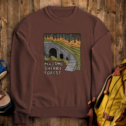 Madame Sherri Forest Crewneck Sweatshirt Cocoa Adventure and Outdoors Themed Sweatshirt
