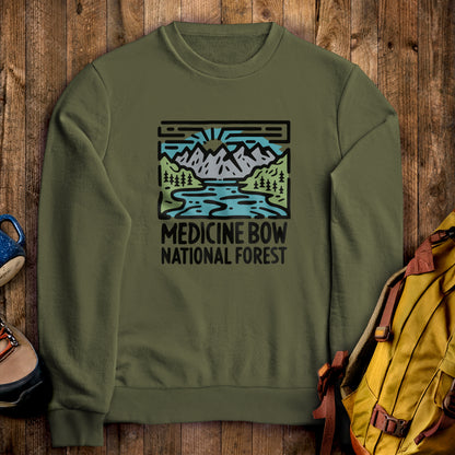 Medicine Bow National Forest Crewneck Sweatshirt Military Green Adventure and Outdoors Themed Sweatshirt