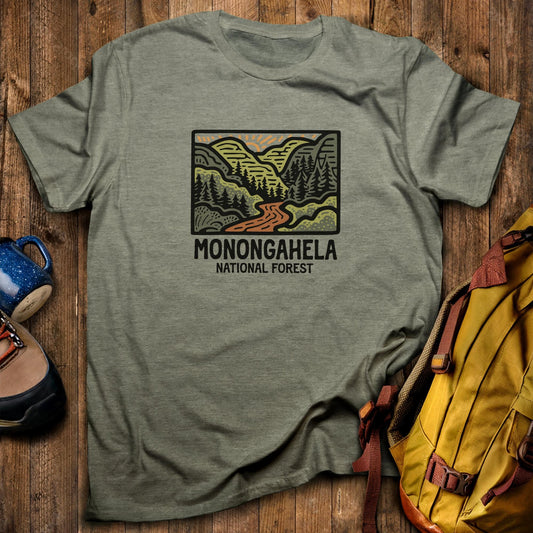 Monongahela National Forest T-Shirt Heather Military Green Adventure and Outdoors Themed T-Shirt