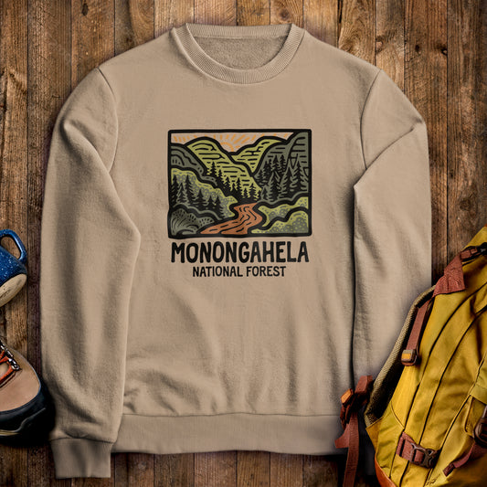 Monongahela National Forest Crewneck Sweatshirt Sand Adventure and Outdoors Themed Sweatshirt