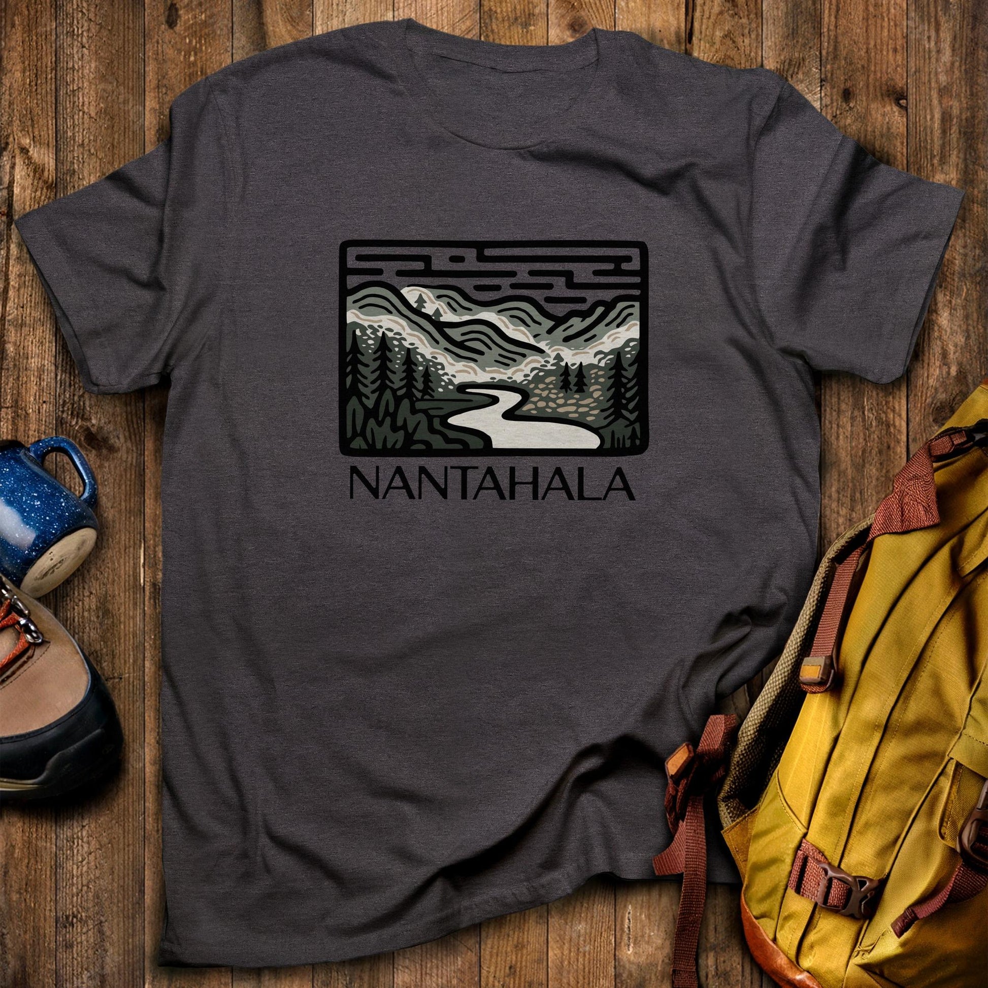 Nantahala National Forest T-Shirt Dark Heather Adventure and Outdoors Themed T-Shirt