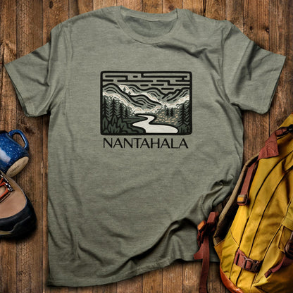 Nantahala National Forest T-Shirt Heather Military Green Adventure and Outdoors Themed T-Shirt