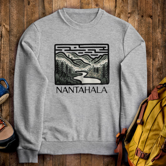 Nantahala National Forest Crewneck Sweatshirt Sport Grey Adventure and Outdoors Themed Sweatshirt