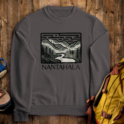Nantahala National Forest Crewneck Sweatshirt Charcoal Adventure and Outdoors Themed Sweatshirt