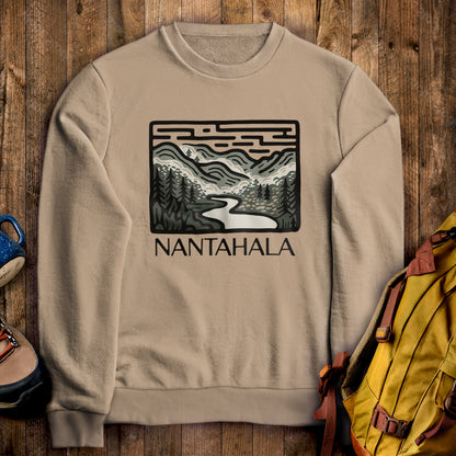 Nantahala National Forest Crewneck Sweatshirt Sand Adventure and Outdoors Themed Sweatshirt