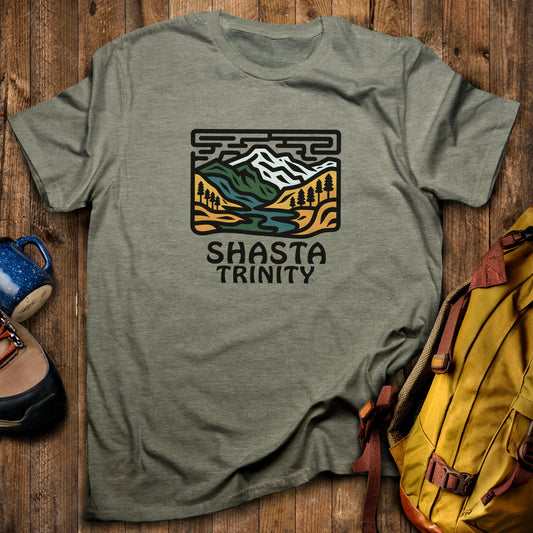 Shasta-Trinity National Forest T-Shirt Heather Military Green Adventure and Outdoors Themed T-Shirt
