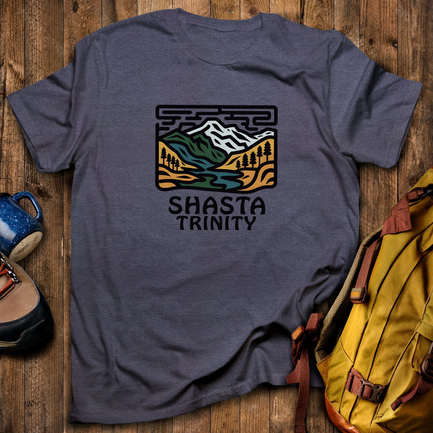 Shasta-Trinity National Forest T-Shirt Heather Navy Adventure and Outdoors Themed T-Shirt