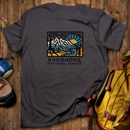 Shoshone National Forest T-Shirt Dark Heather Adventure and Outdoors Themed T-Shirt