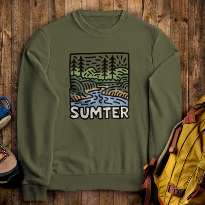 Sumter National Forest Crewneck Sweatshirt Military Green Adventure and Outdoors Themed Sweatshirt