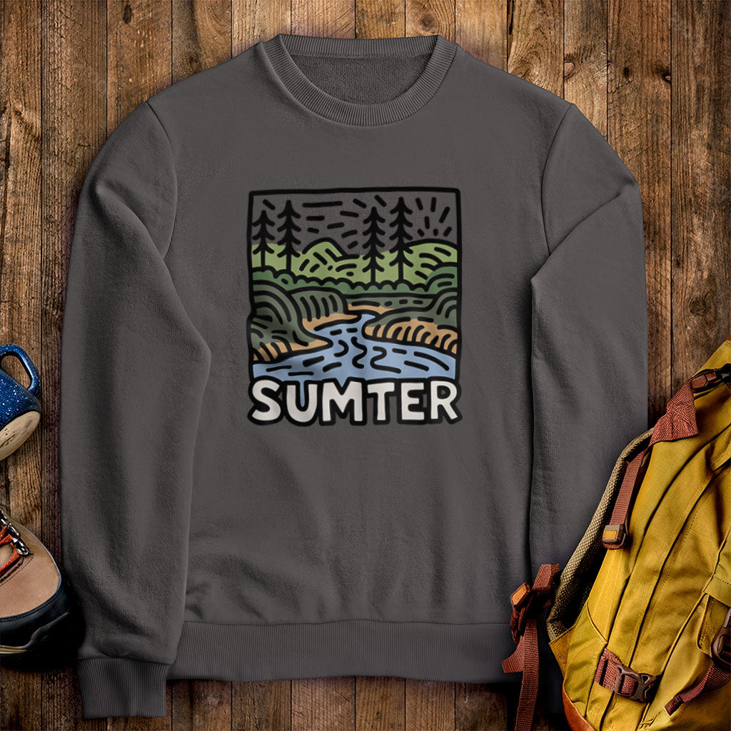 Sumter National Forest Crewneck Sweatshirt Charcoal Adventure and Outdoors Themed Sweatshirt
