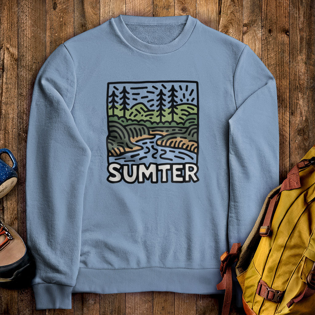 Sumter National Forest Crewneck Sweatshirt Stone Blue Adventure and Outdoors Themed Sweatshirt