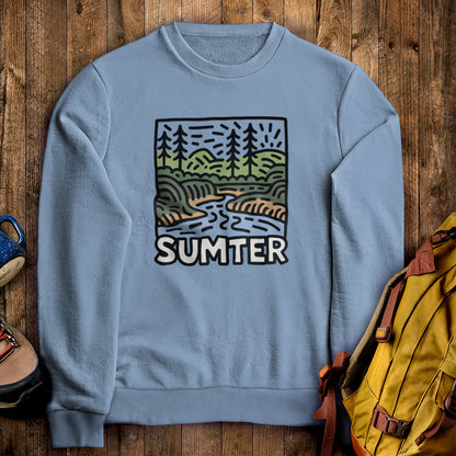 Sumter National Forest Crewneck Sweatshirt Stone Blue Adventure and Outdoors Themed Sweatshirt