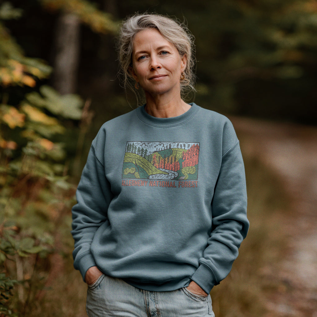 Allegheny National Forest Crewneck Sweatshirt Adventure and Outdoors Themed Sweatshirt