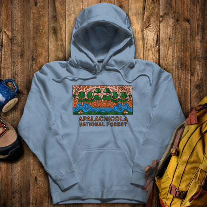 Apalachicola National Forest Hoodie Stone Blue Adventure and Outdoors Themed Hoodie