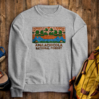 Apalachicola National Forest Crewneck Sweatshirt Sport Grey Adventure and Outdoors Themed Sweatshirt