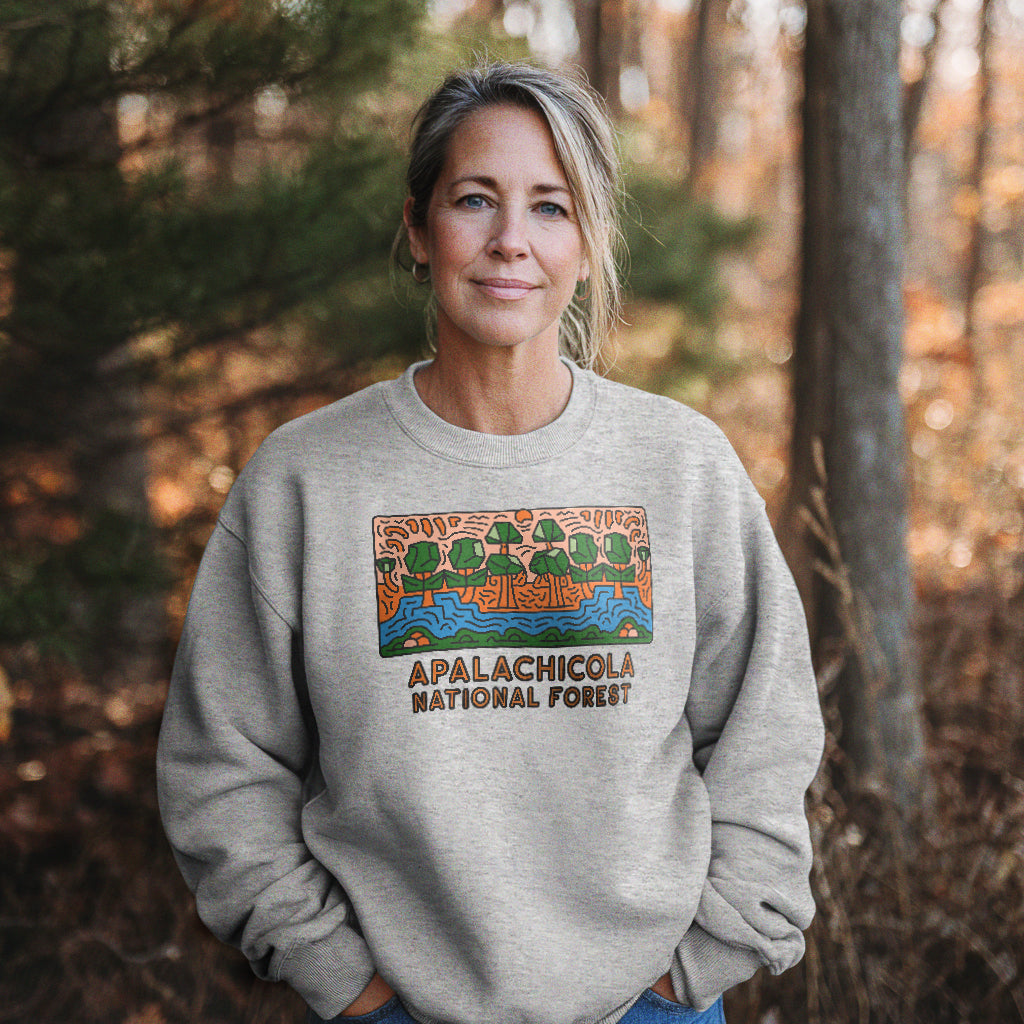 Apalachicola National Forest Crewneck Sweatshirt Adventure and Outdoors Themed Sweatshirt