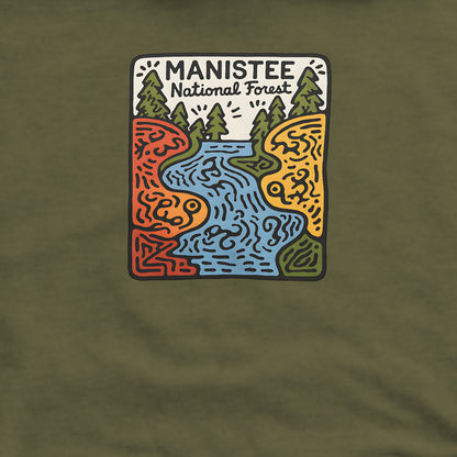 Manistee National Forest Crewneck Sweatshirt Adventure and Outdoors Themed Sweatshirt