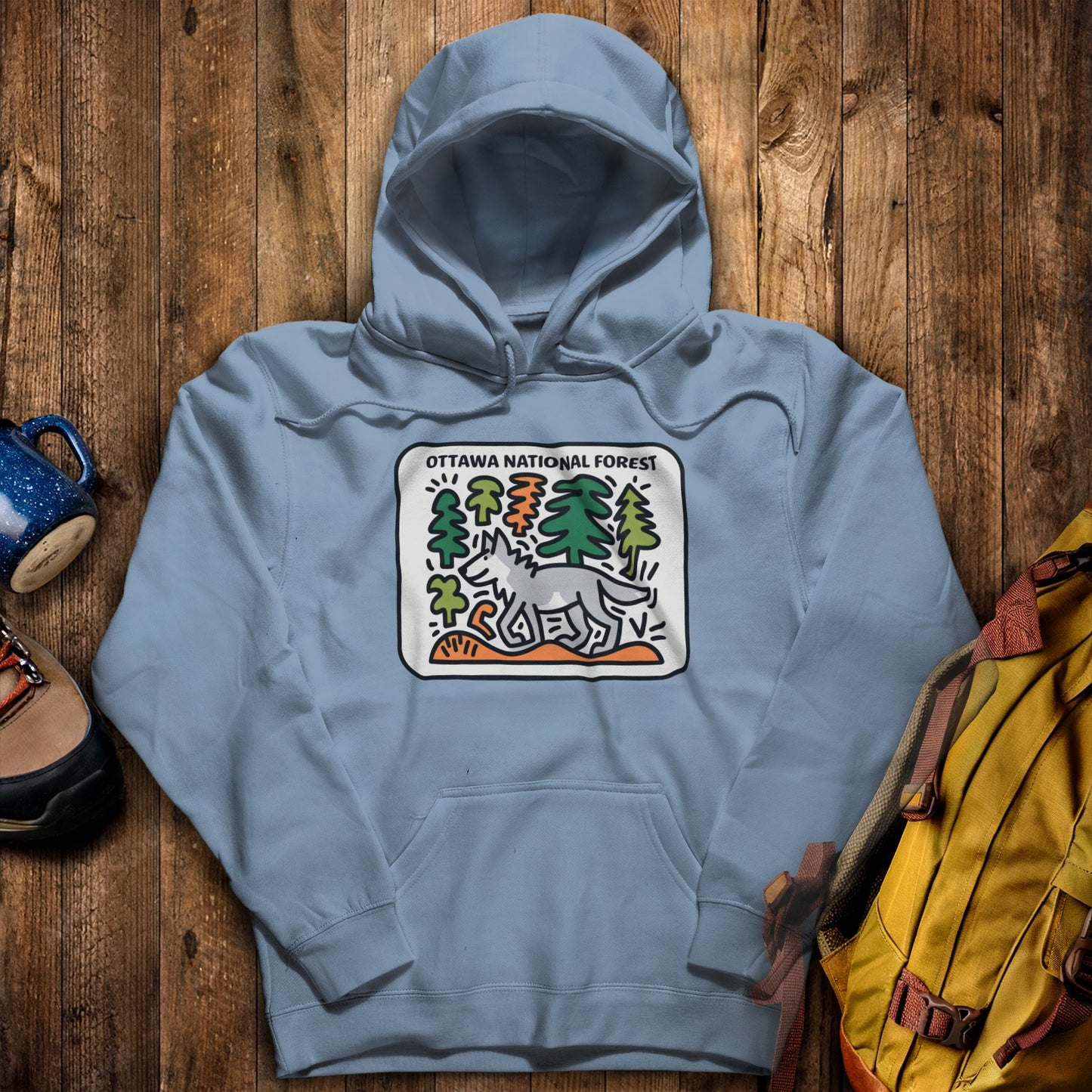 Ottawa National Forest Hoodie Stone Blue Adventure and Outdoors Themed Hoodie