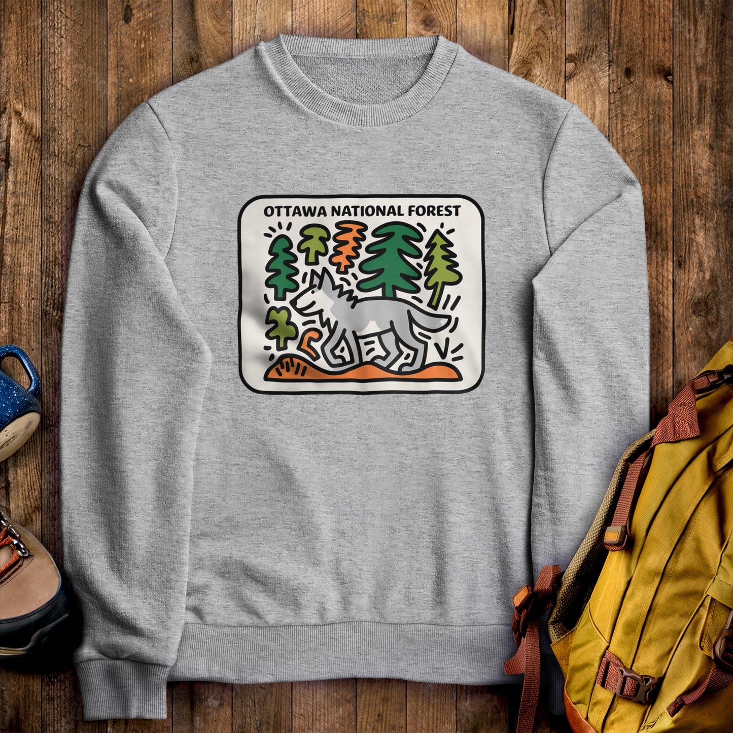 Ottawa National Forest Crewneck Sweatshirt Sport Grey Adventure and Outdoors Themed Sweatshirt