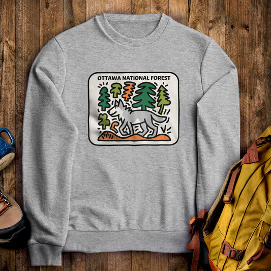 Ottawa National Forest Crewneck Sweatshirt Sport Grey Adventure and Outdoors Themed Sweatshirt