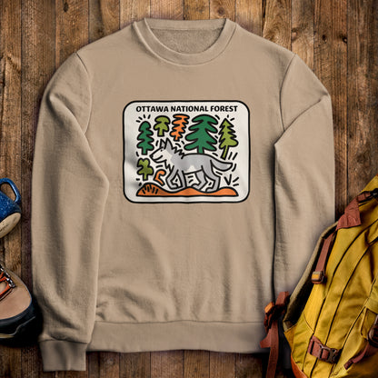 Ottawa National Forest Crewneck Sweatshirt Sand Adventure and Outdoors Themed Sweatshirt