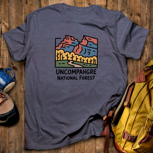 Uncompahgre National Forest T-Shirt Heather Navy Adventure and Outdoors Themed T-Shirt