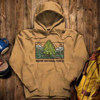 Wayne National Forest Hoodie Mustard Adventure and Outdoors Themed Hoodie