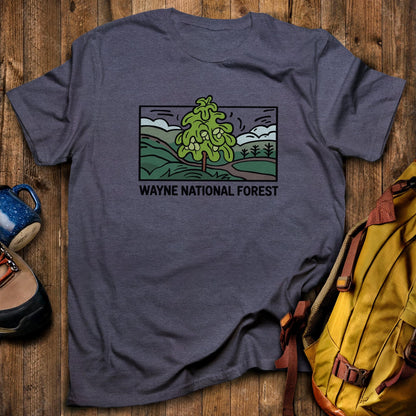 Wayne National Forest T-Shirt Heather Navy Adventure and Outdoors Themed T-Shirt