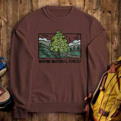 Wayne National Forest Crewneck Sweatshirt Cocoa Adventure and Outdoors Themed Sweatshirt