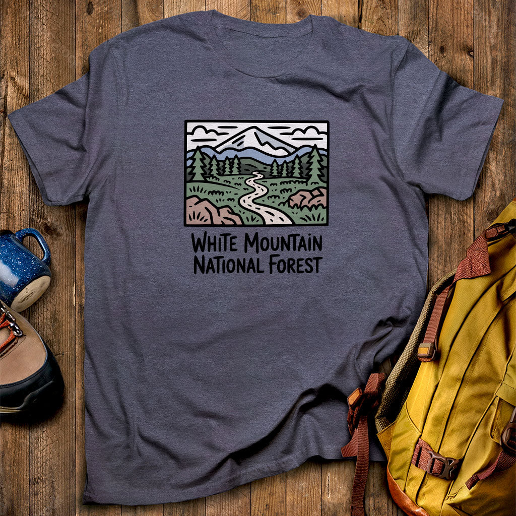 White Mountain National Forest T-Shirt Heather Navy Adventure and Outdoors Themed T-Shirt