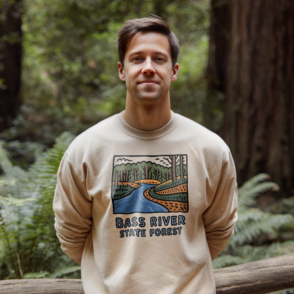 Bass River State Forest Crewneck Sweatshirt Adventure and Outdoors Themed Sweatshirt