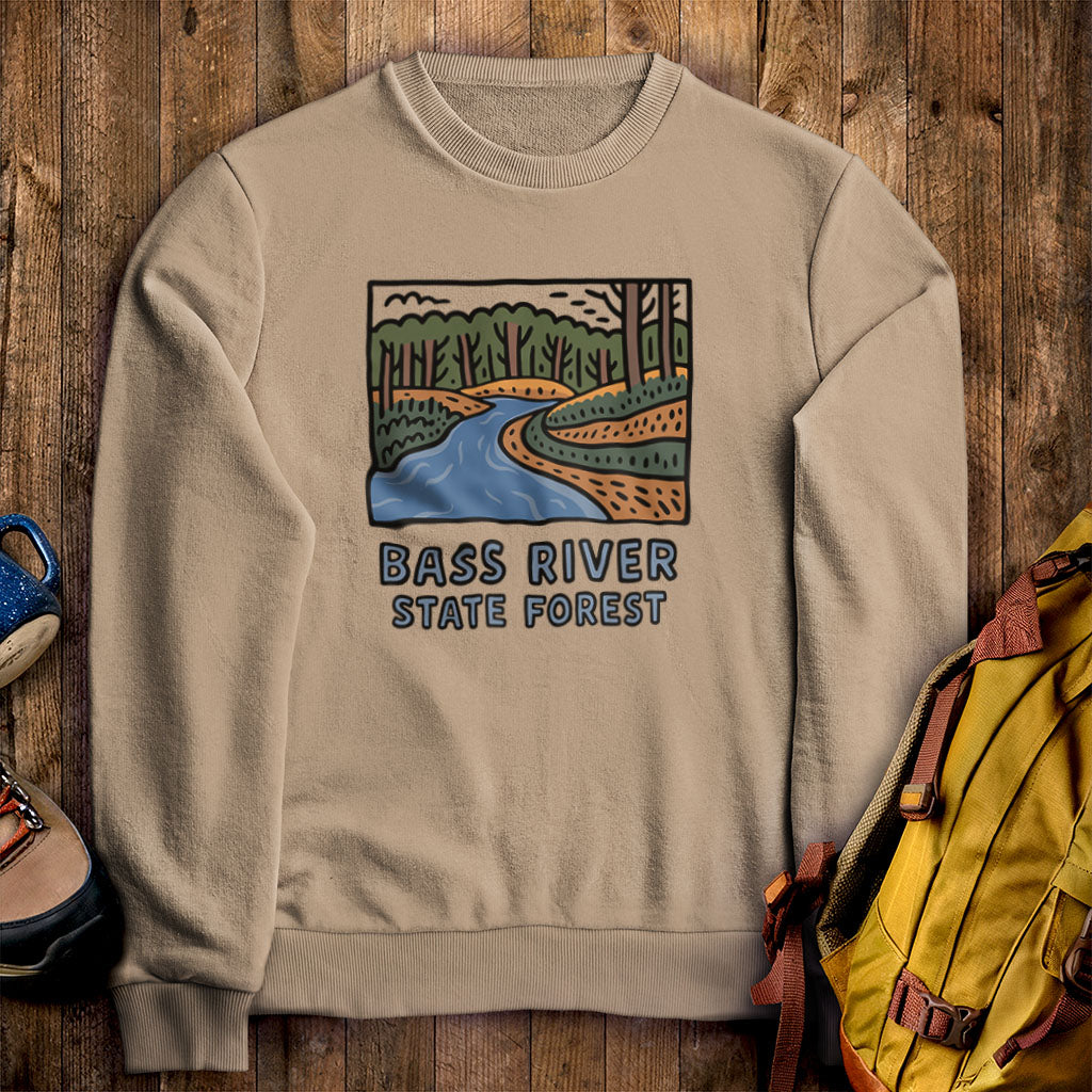 Bass River State Forest Crewneck Sweatshirt Sand Adventure and Outdoors Themed Sweatshirt