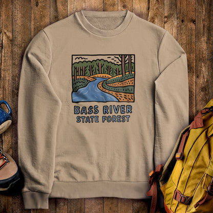 Bass River State Forest Crewneck Sweatshirt Sand Adventure and Outdoors Themed Sweatshirt
