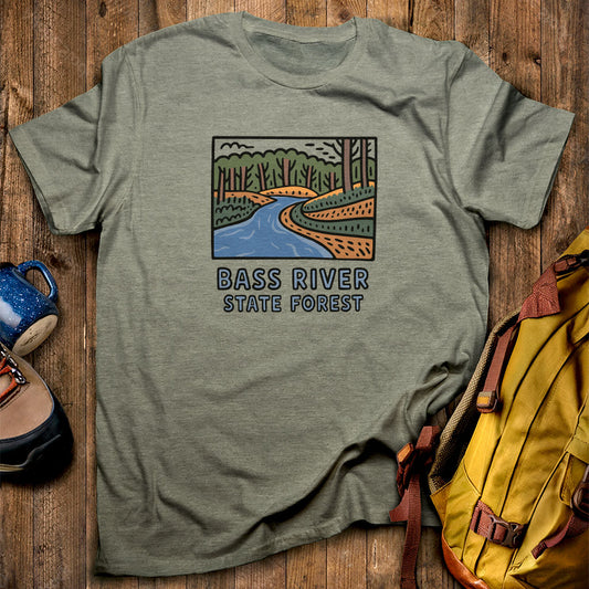 Bass River State Forest T-Shirt Heather Military Green Adventure and Outdoors Themed T-Shirt