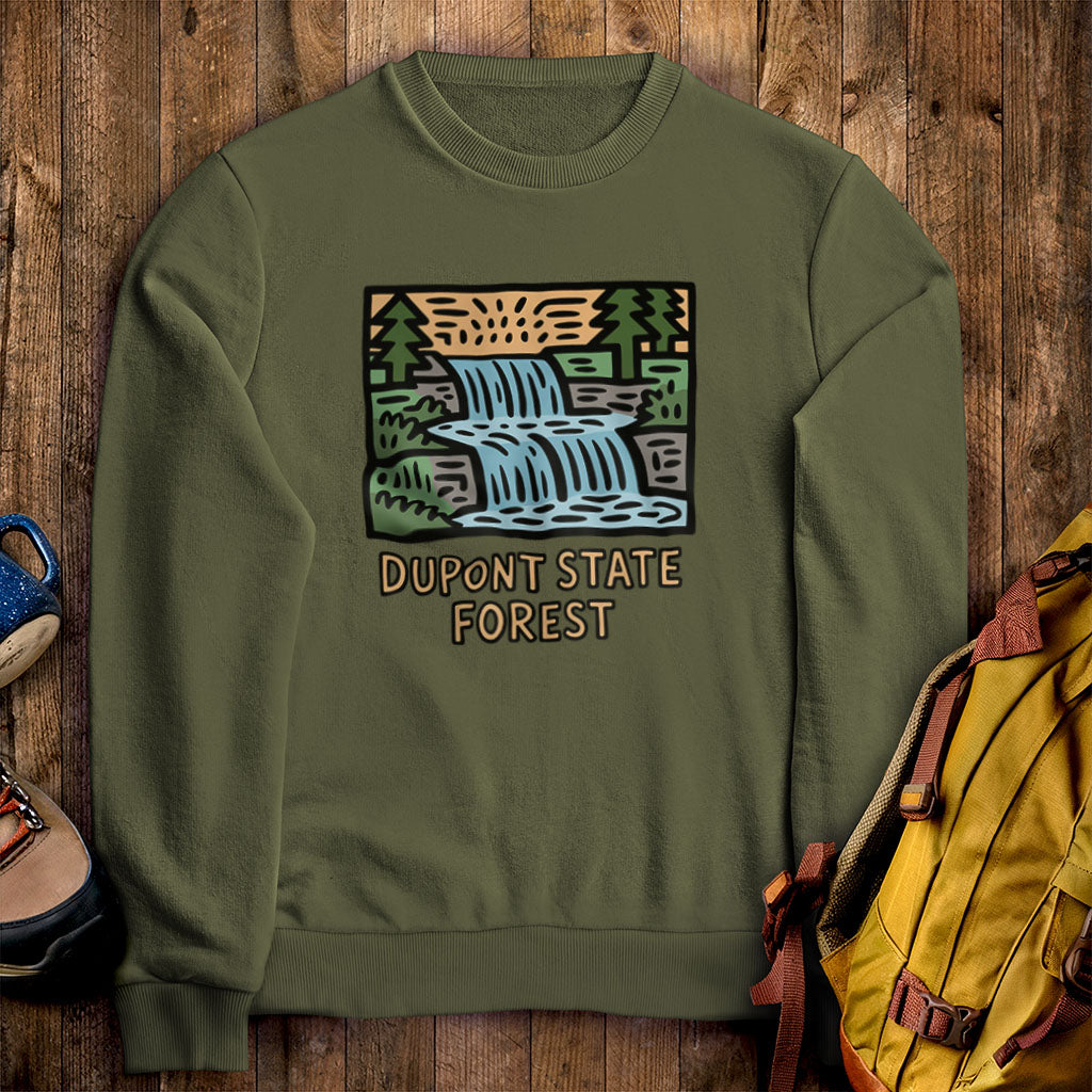 Dupont State Forest Crewneck Sweatshirt Military Green Adventure and Outdoors Themed Sweatshirt