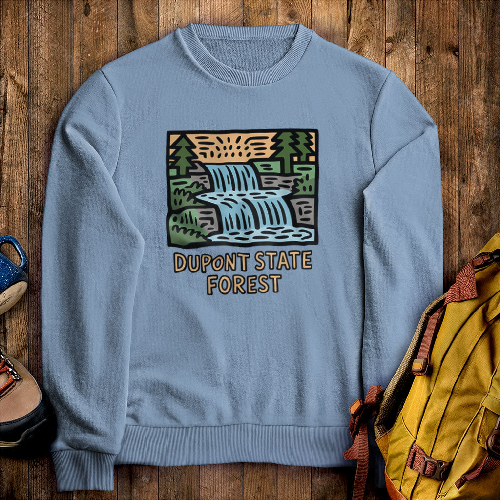 Dupont State Forest Crewneck Sweatshirt Stone Blue Adventure and Outdoors Themed Sweatshirt