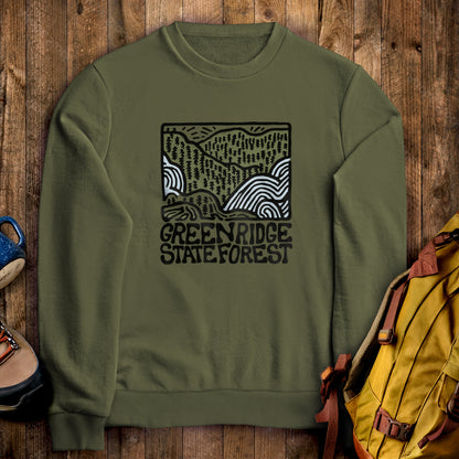 Green Ridge State Forest Crewneck Sweatshirt Military Green Adventure and Outdoors Themed Sweatshirt