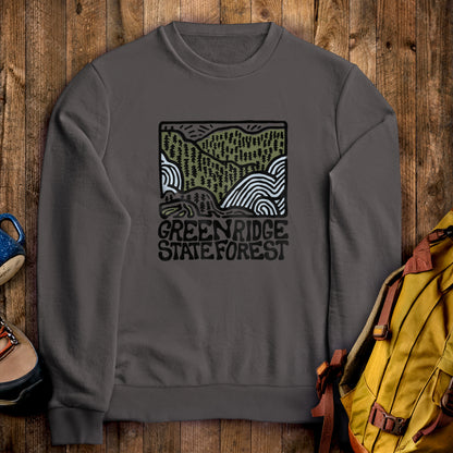 Green Ridge State Forest Crewneck Sweatshirt Charcoal Adventure and Outdoors Themed Sweatshirt