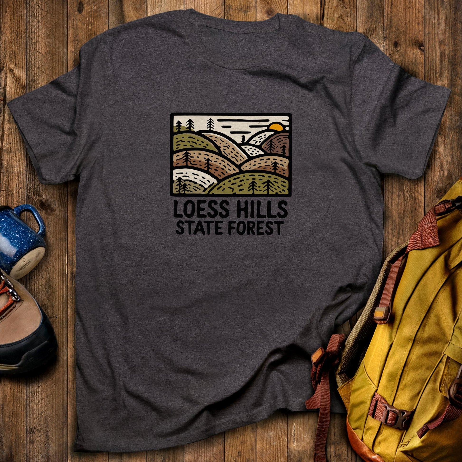 Loess Hills State Forest T-Shirt Dark Heather Adventure and Outdoors Themed T-Shirt