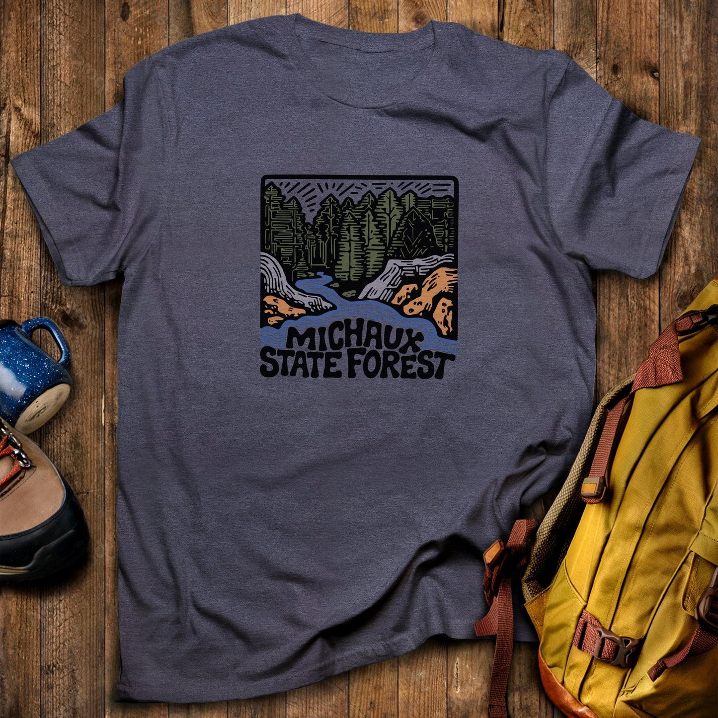 Michaux State Forest T-Shirt Heather Navy Adventure and Outdoors Themed T-Shirt