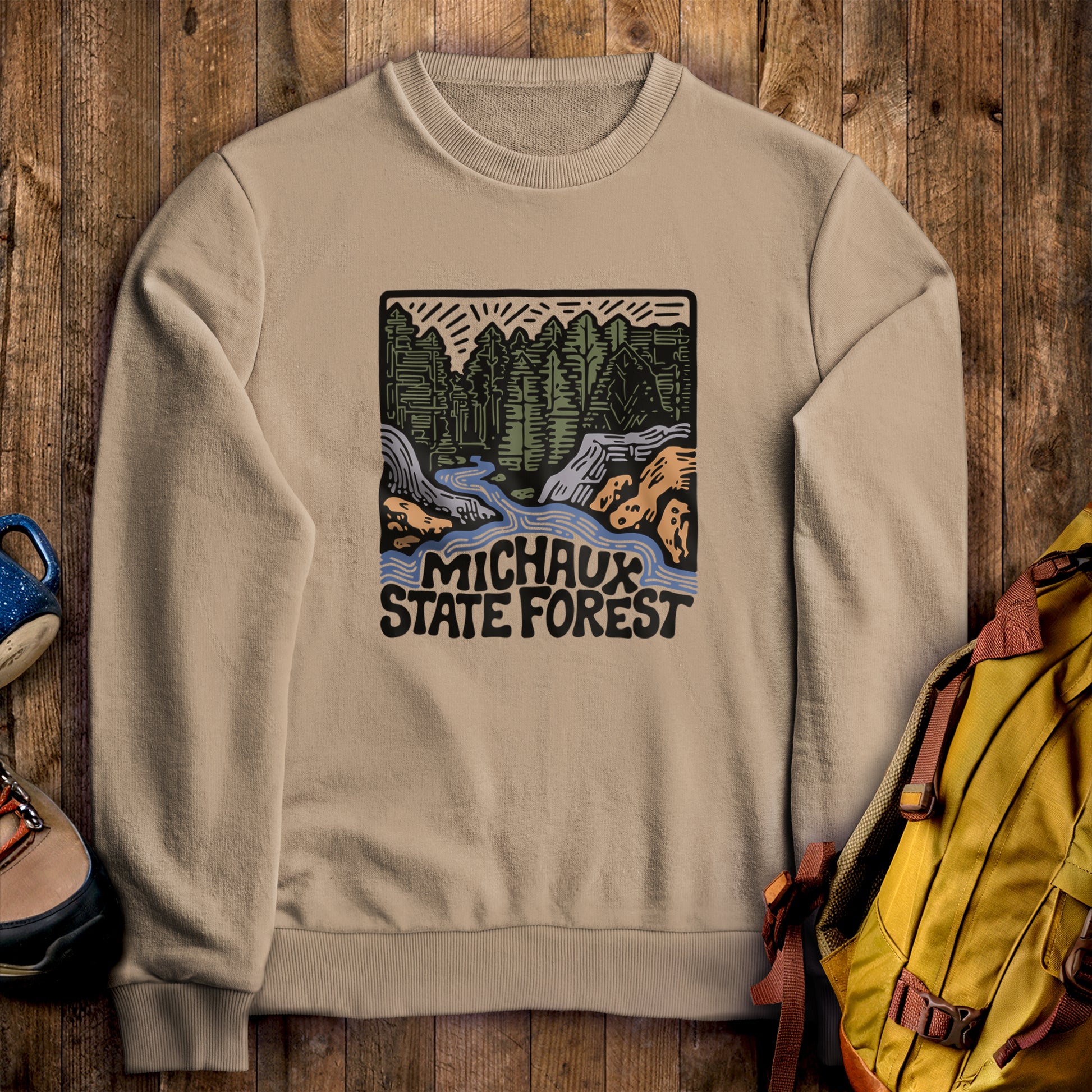 Michaux State Forest Crewneck Sweatshirt Sand Adventure and Outdoors Themed Sweatshirt