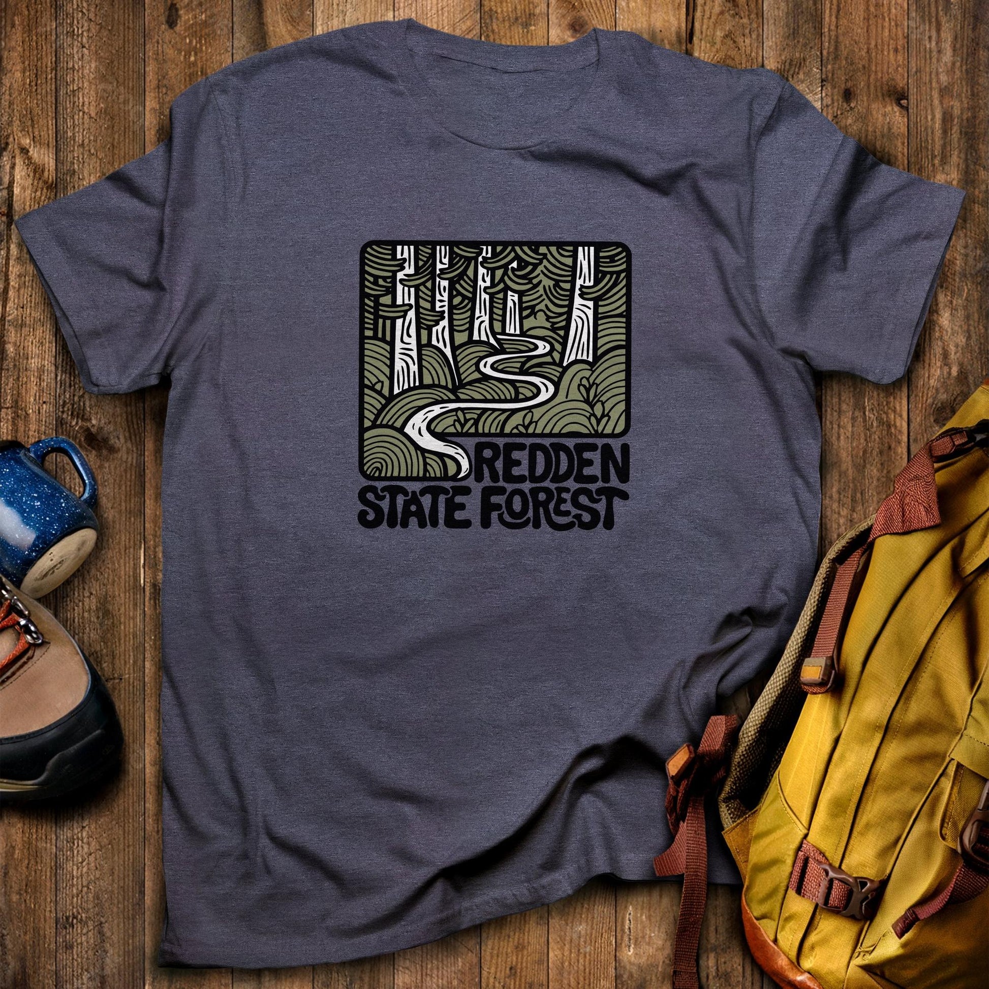 Redden State Forest T-Shirt Heather Navy Adventure and Outdoors Themed T-Shirt