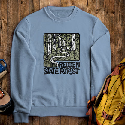 Redden State Forest Crewneck Sweatshirt Stone Blue Adventure and Outdoors Themed Sweatshirt