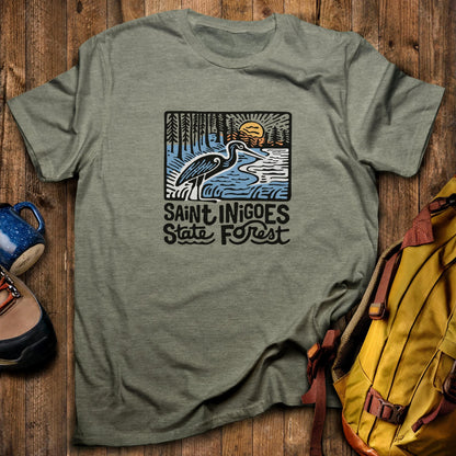 Saint Inigoes State Forest T-Shirt Heather Military Green Adventure and Outdoors Themed T-Shirt