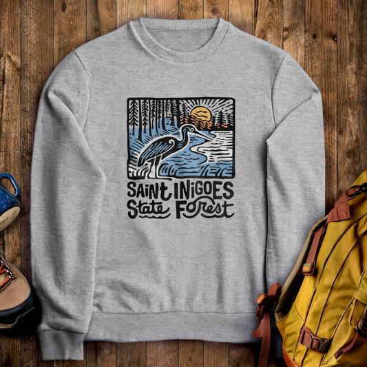 Saint Inigoes State Forest Crewneck Sweatshirt Sport Grey Adventure and Outdoors Themed Sweatshirt